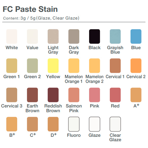 Таблица цветов FC Paste Stain