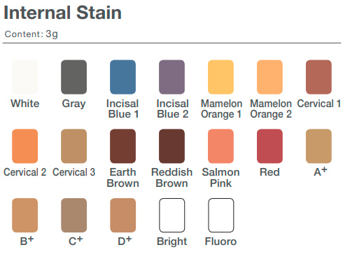 Таблица цветов Internal Stain