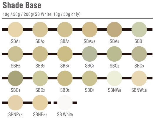 CZR Shade Base Таблица цветов