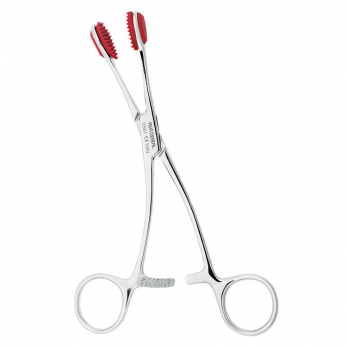 Asa Dental 0561 пинцет для языка изогнутый с круглой рабочей частью, фиксатором на ручке, 17 см