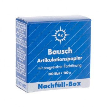 Bausch BK 1001 бумага артикуляционная синяя 200 мкм, 52 мм x 18 мм, сменный блок 300 листов