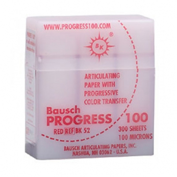 Bausch BK 52 бумага артикуляционная красная 100 мкм, 52 мм x 18 мм, наполняемый контейнер 300 листов
