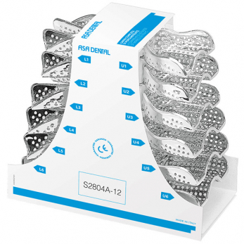 Asa Dental Perma-Lock Anatomic набор слепочных ложек из нержавеющей стали, с перфорацией, с бортиком, 12 шт.