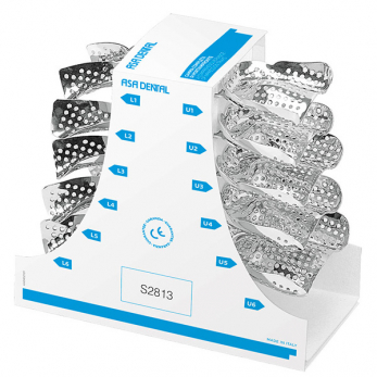Asa Dental Edentulous набор слепочных ложек для беззубых челюстей, из нержавеющей стали, с перфорацией, без бортика, 11 шт.