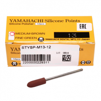 New Silicone Points M13 полир силиконовый для предварительной обработки сплавов и пластмасс, форма цилиндр закругленный, 12 шт.