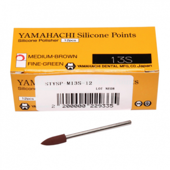 New Silicone Points M13S полир силиконовый для предварительной обработки сплавов и пластмасс, форма цилиндр заостренный, 12 шт.