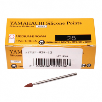New Silicone Points M28 полир силиконовый для предварительной обработки сплавов и пластмасс, форма конус заостренный, 12 шт.