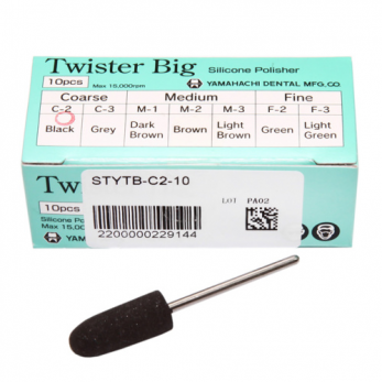 Twister Big C-2 Coarse полир силиконовый для грубой обработки композитов, форма цилиндр закругленный, 10 шт.