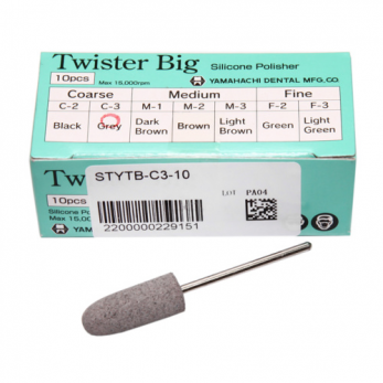 Twister Big C-3 Coarse полир силиконовый для грубой обработки акрила, форма цилиндр закругленный, 10 шт.