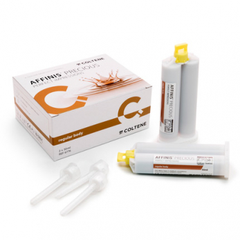 Affinis Precious Regular Body A-силиконовая масса для снятия оттисков зубов, цвет золотой, 2х50 мл