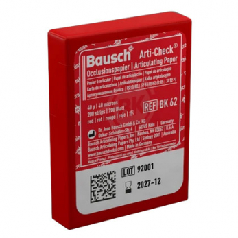 Bausch BK 62 бумага артикуляционная красная 40 мкм, 52 мм x 20 мм, 200 листов