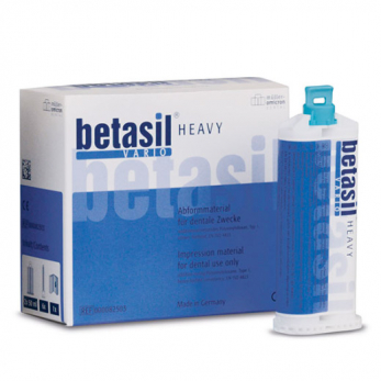 Betasil Vario Heavy A-силиконовая слепочная масса в двойном картридже, 2x50 мл, смесительные насадки 6 шт.