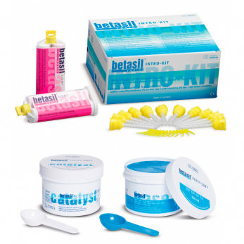 Betasil Vario Putty A-силиконовая слепочная масса, 2х300 мл база, 2х50 мл корригирующий слой, канюли