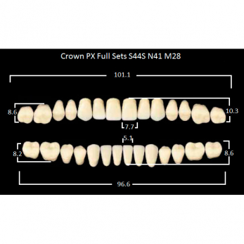 Crown PX Full Sets зубы композитные трёхслойные, полный гарнитур, Crown S44S/N41 Efucera M28, цвет B4, 28 шт.