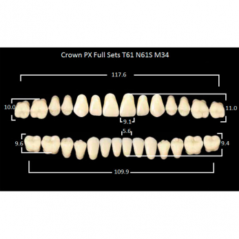 Crown PX Full Sets зубы композитные трёхслойные, полный гарнитур, Crown T61/N61S Efucera M34, цвет A4, 28 шт.