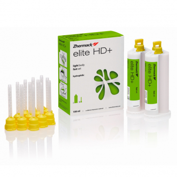 Elite HD+ Light Body Fast Set A-силикон низкой вязкости, 2 картриджа 50 мл (база + катализатор) + 12 желтых смесительных наконечников