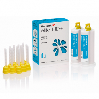 Elite HD+ Light Body Normal Set A-силикон низкой вязкости, 2 картриджа 50 мл (база + катализатор) + 12 желтых смесительных наконечников