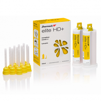 Elite HD+ Monophase Normal Set A-силикон средней вязкости, 2 картриджа 50 мл (база + катализатор) + 12 желтых смесительных наконечников