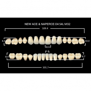 Gloria New Ace & Naperce зубы акриловые двухслойные, полный гарнитур, фасон O4/S4L М32, цвет B1, 28 шт.