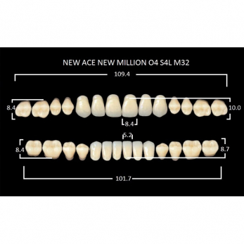 New Ace & New Million зубы акриловые двухслойные и однослойные, полный гарнитур, фасон O4/S4L M32, цвет B1, 28 шт.