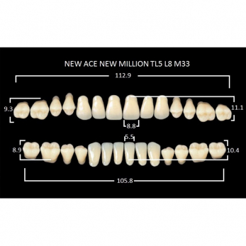 New Ace & New Million зубы акриловые двухслойные и однослойные, полный гарнитур, фасон TL5/L8 M33, цвет C4, 28 шт.