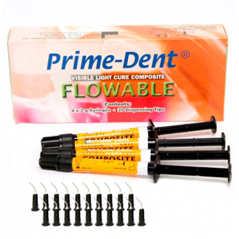 Prime-Dent flow композит светового отверждения, цвет A1, 4 шприца по 2 г