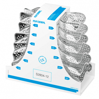 Asa Dental Perma-Lock набор слепочных ложек из нержавеющей стали, с перфорацией, с бортиком, 12 шт.