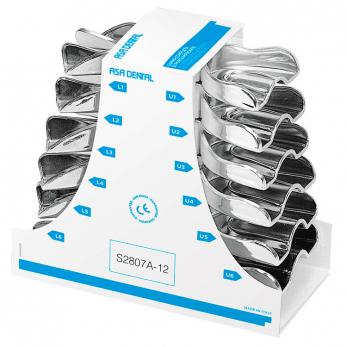 Asa Dental Perma-Lock Anatomic набор слепочных ложек из нержавеющей стали, без перфорации, с бортиком, 12 шт.
