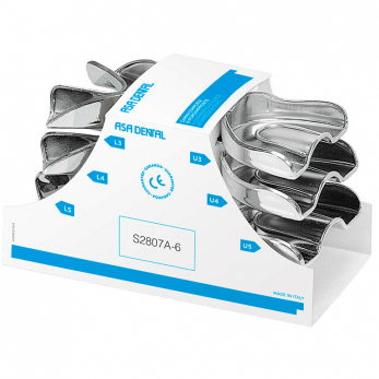 Asa Dental Perma-Lock Anatomic набор слепочных ложек из нержавеющей стали, без перфорации, с бортиком, 8 шт.