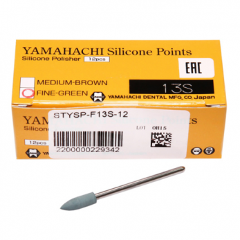 New Silicone Points F13S полир силиконовый для предварительной обработки сплавов и пластмасс, форма цилиндр заостренный, 12 шт.