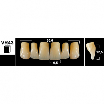 Tribos зубы акриловые, фронтальные верхние, фасон VR43, цвет A3.5, 6 шт.