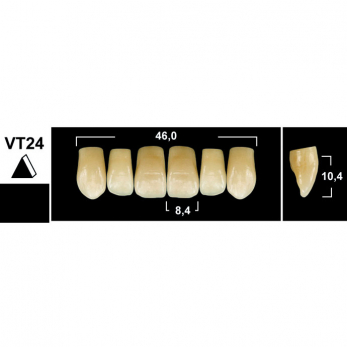 Tribos зубы акриловые, фронтальные верхние, фасон VT24, цвет C2, 6 шт.
