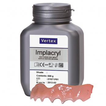 Vertex Implacryl (Вертекс Имплакрил) пластмасса, цвет №5 розовый с прожилками, порошок, 500 г